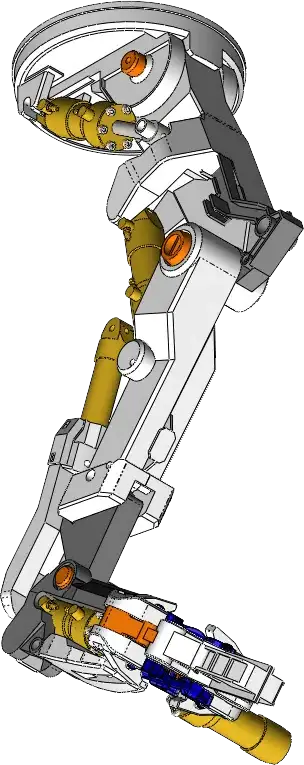 Schematische tekening van een robotarm met zes vrijheidsgraden